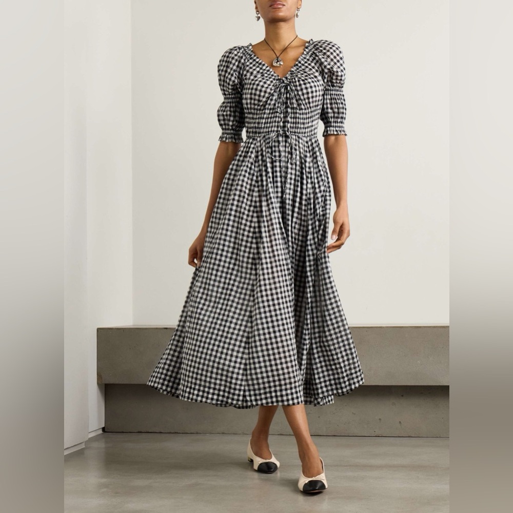 NWT Doen Ischia Dress in Noir Greta Gingham